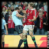 Waratahs British Lions Paddy ryan shouder charges Tom Croft